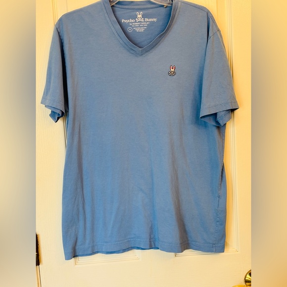 Psycho Bunny Other - Psycho Bunny Pima Cotton Blue V-Neck Tee with Bunny Logo In Men’s 6/Men’s Large